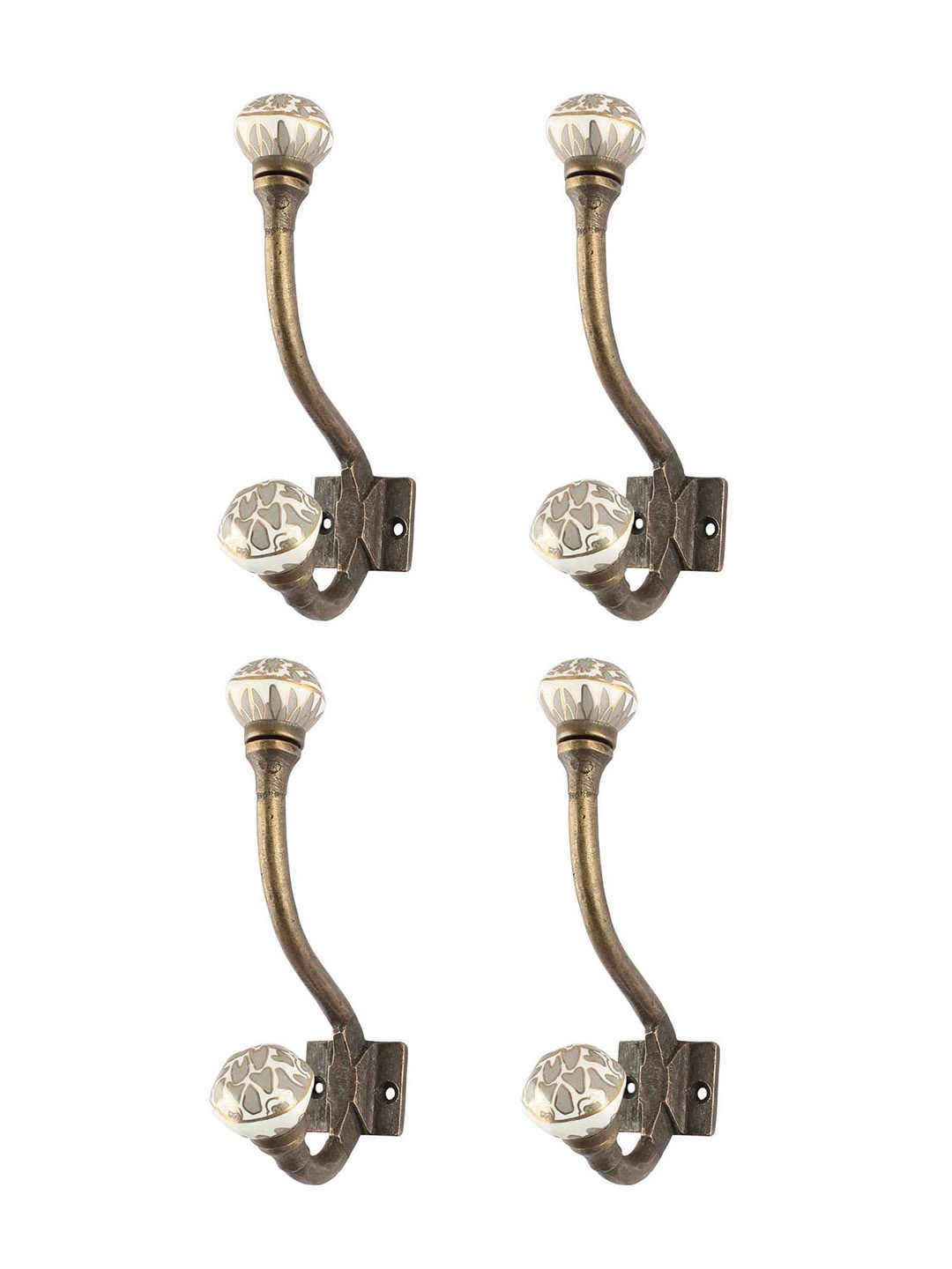 

Indianshelf Grey & Brown 4 Pieces Printed Hooks