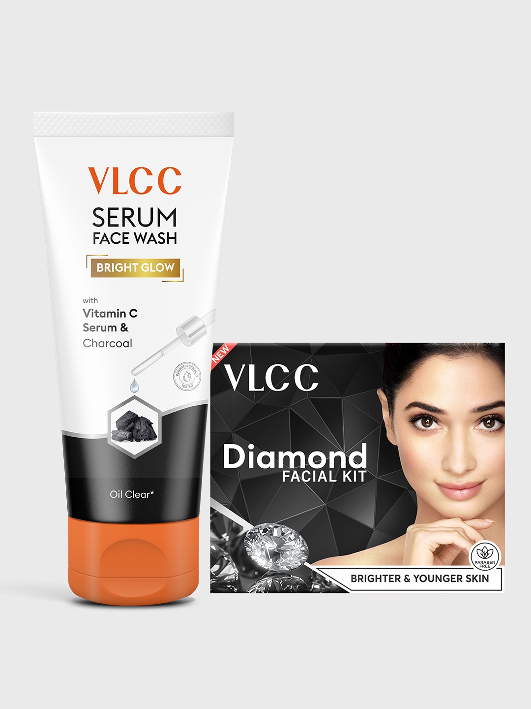 

VLCC Diamond Facial Kit 60g & Bright Glow Serum Face Wash 100ml, Black