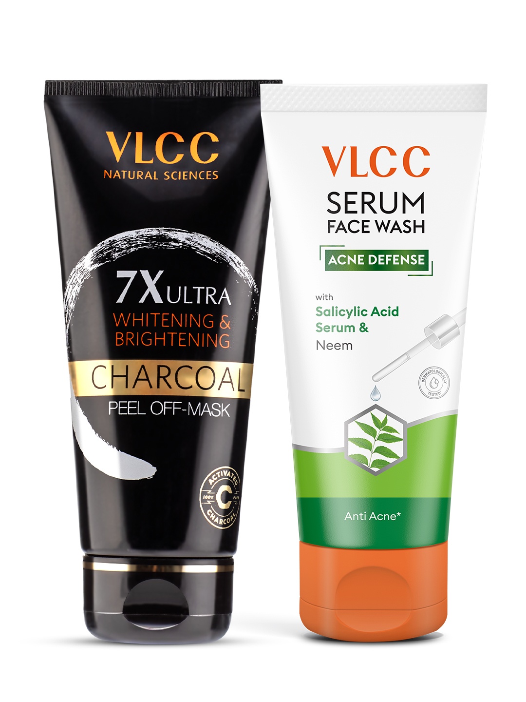 

VLCC Charcoal Peel Off Mask 100g & Acne Defense Serum Face Wash 100ml, Black