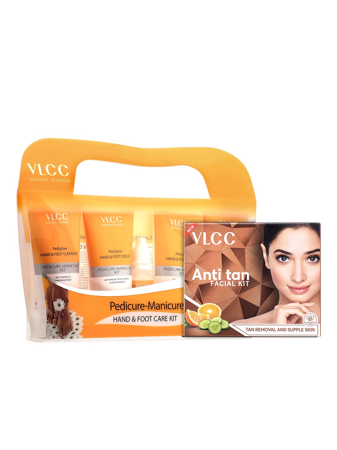 

VLCC Anti Tan Facial Kit 60g & Pedicure-Manicure Hand & Foot Kit 150g + 60ml, Orange