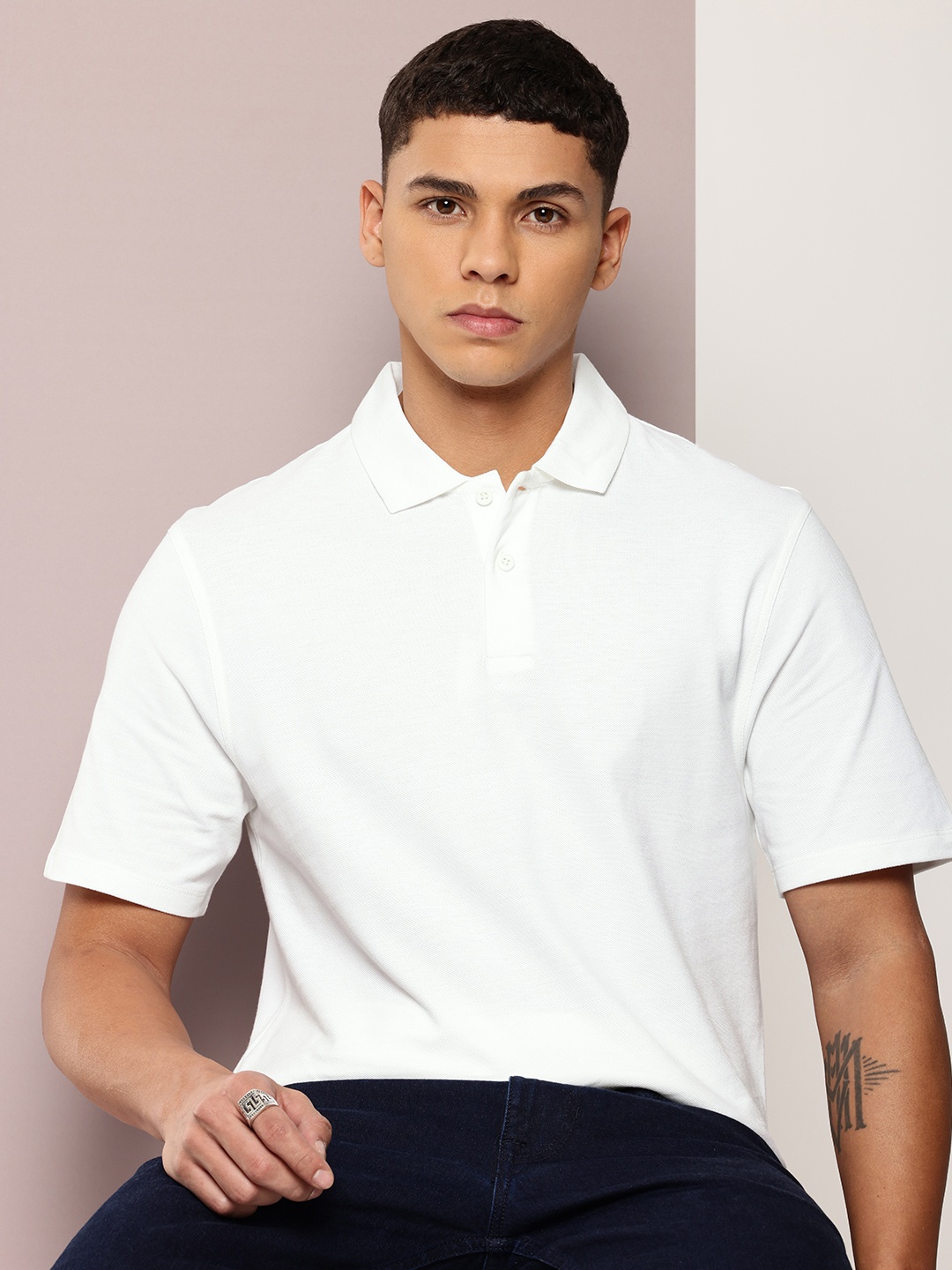 

Kook N Keech Men Polo Collar Pure Cotton T-shirt, White