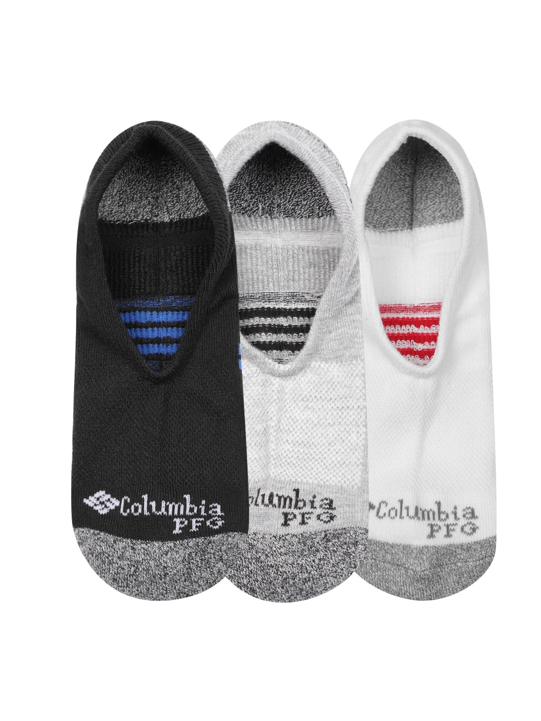 

Columbia Men Pack of 3 Patterned Ankle Length PFG Accent Stripe Eclipse Liner Socks, Grey