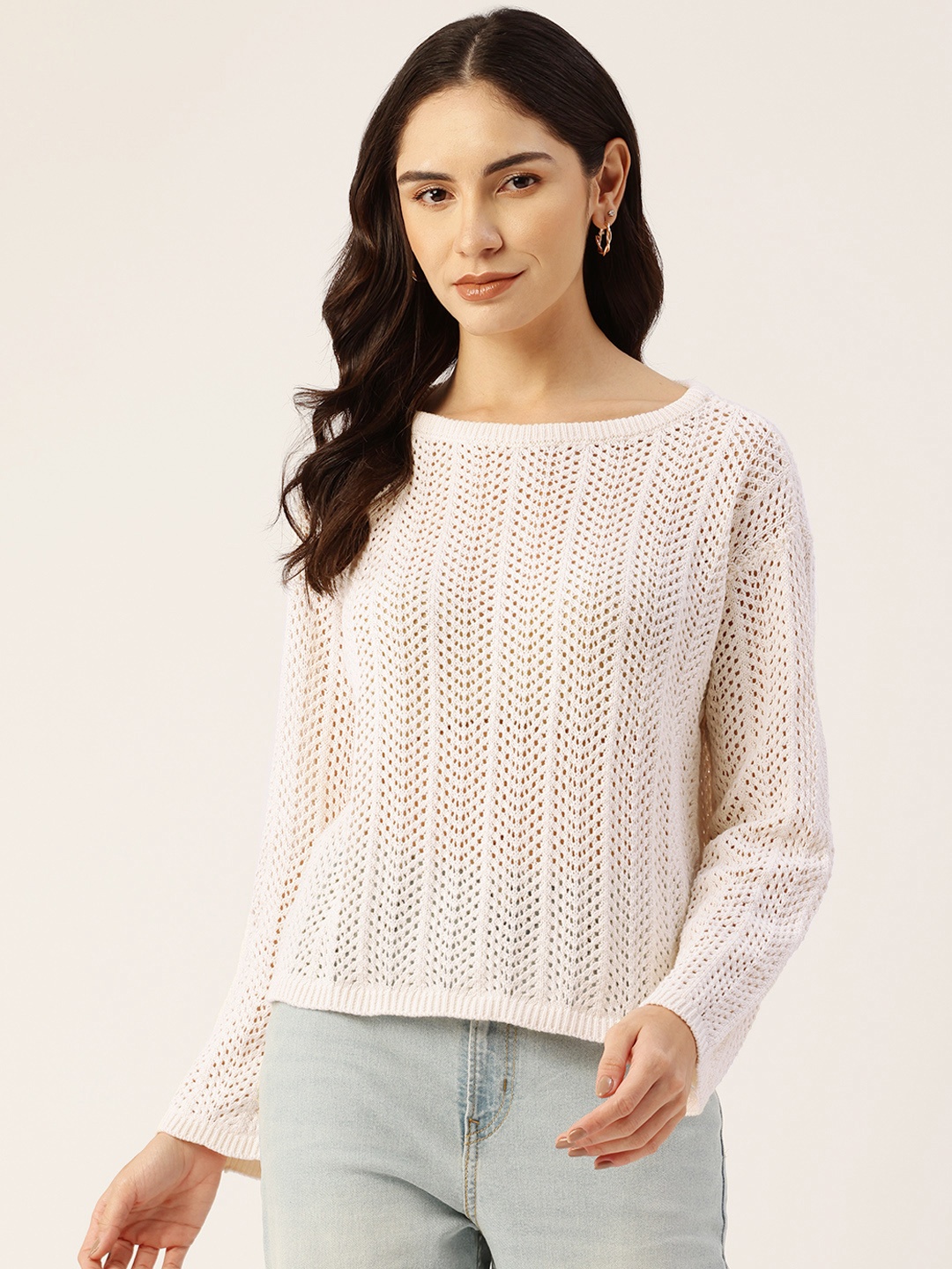 

Malachi Crochet Loose Fit Sweater, White