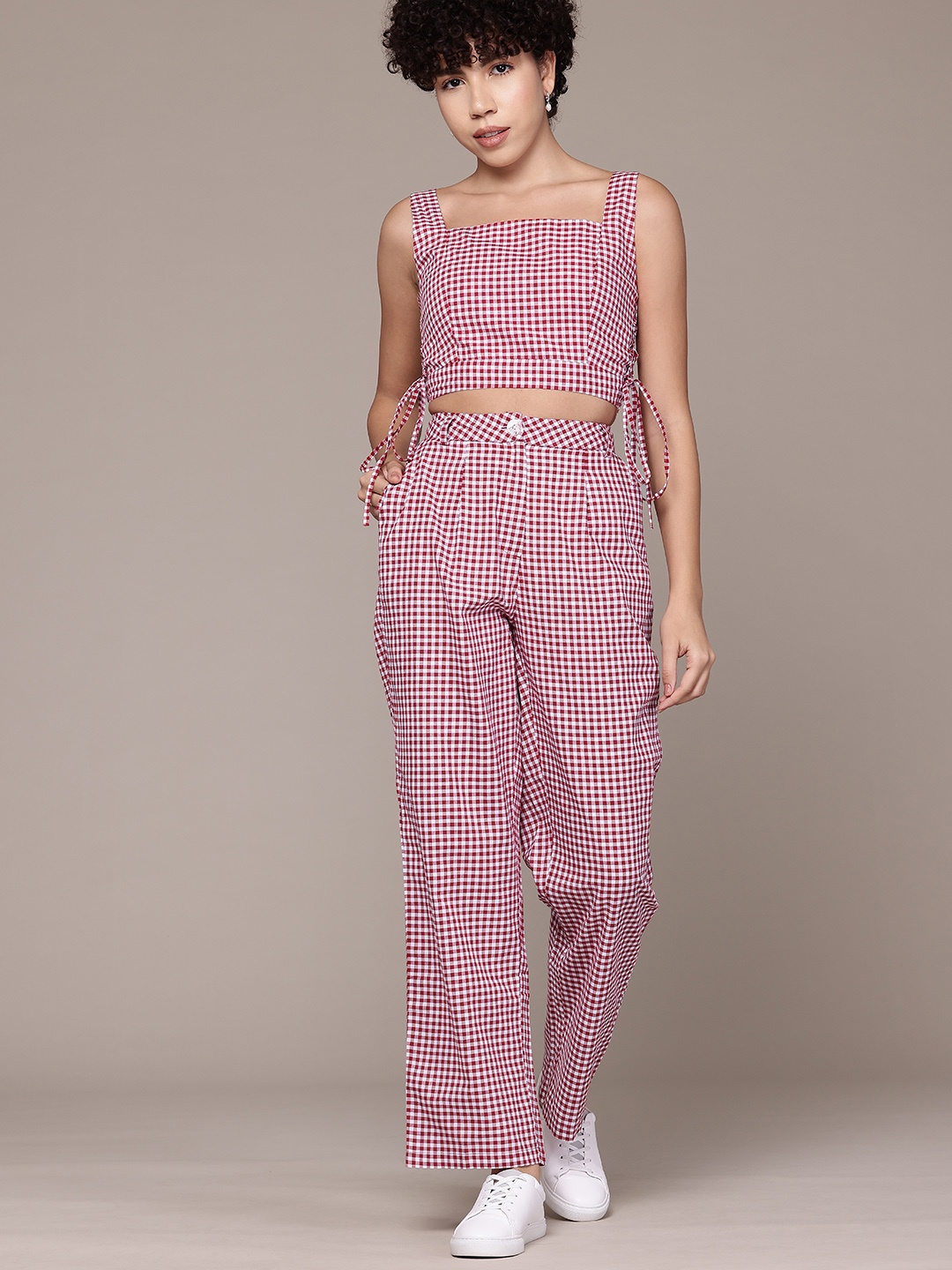 

Roadster Checked Pure Cotton Co-Ords, Red