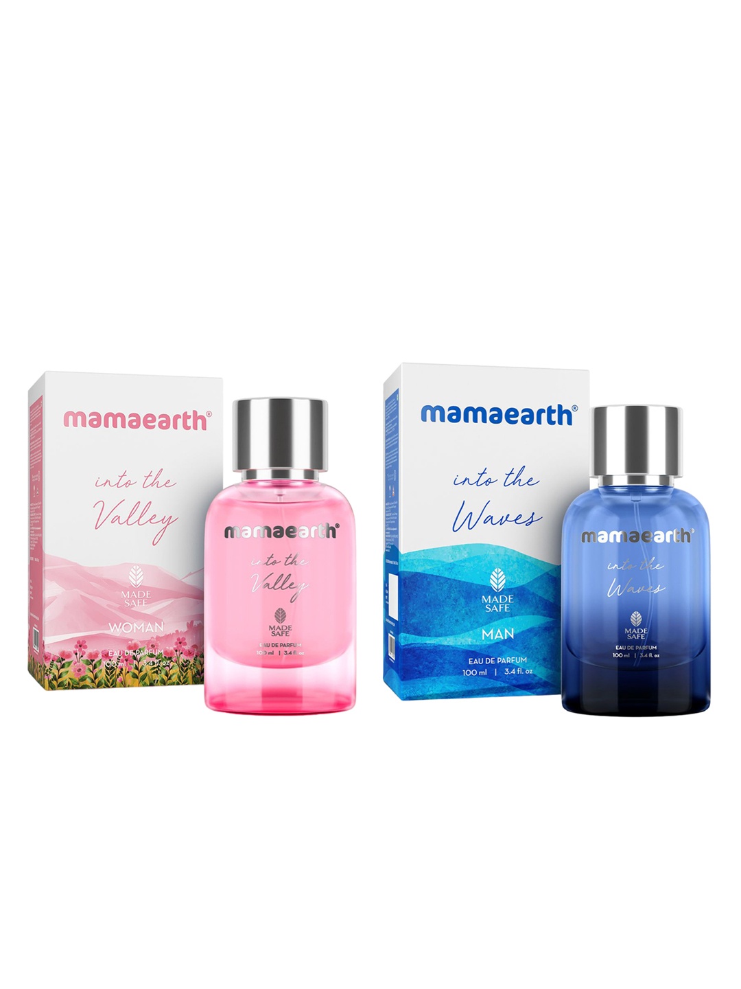 

Mamaearth Eau De Parfum Combo - Men Into The Waves & Women Into the Valley - 100ml Each, Blue