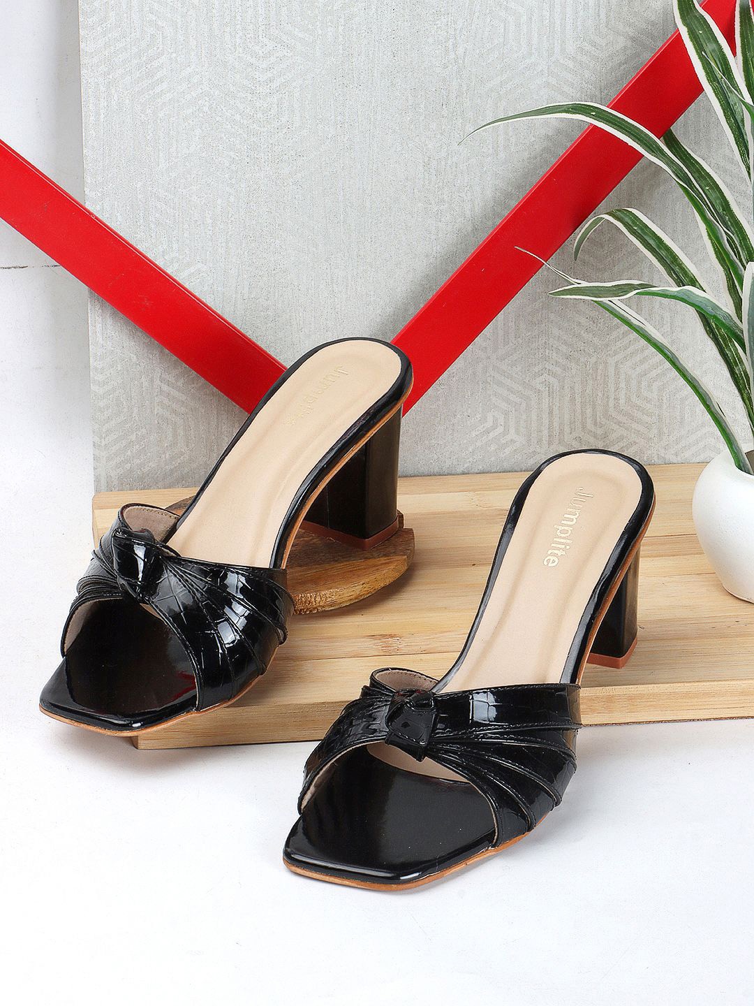 

JUMPLITE Women Party Block Mules, Black