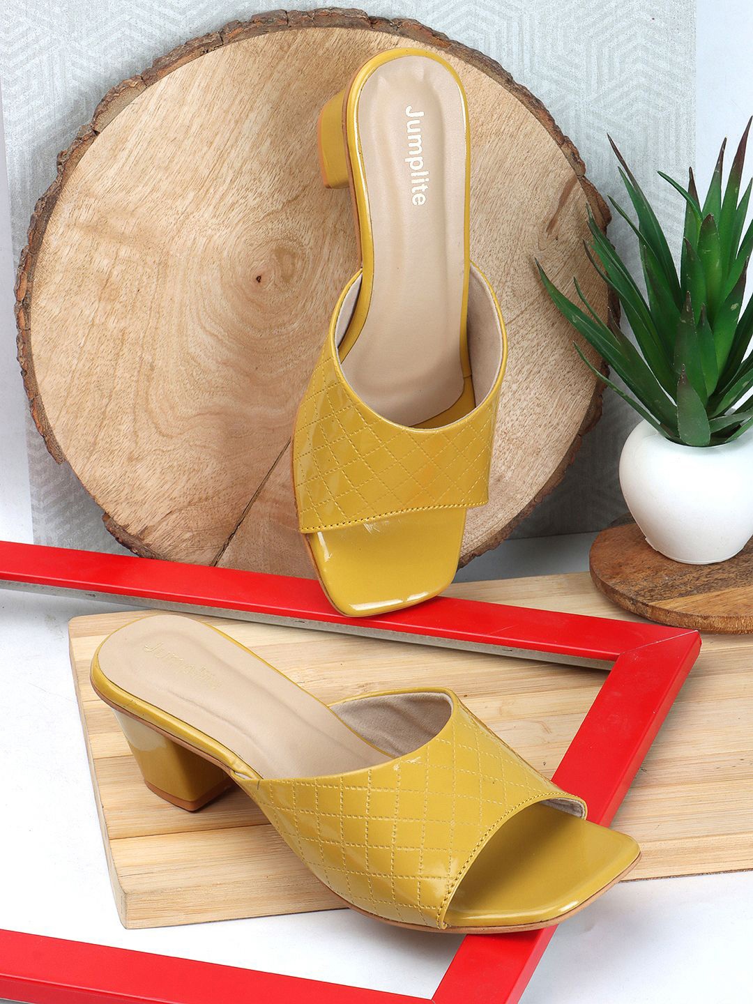 

JUMPLITE Women Party Block Sandals, Yellow
