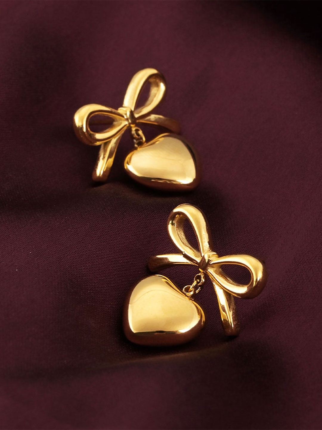 

PALMONAS Gold Plated Heart Shaped Studs