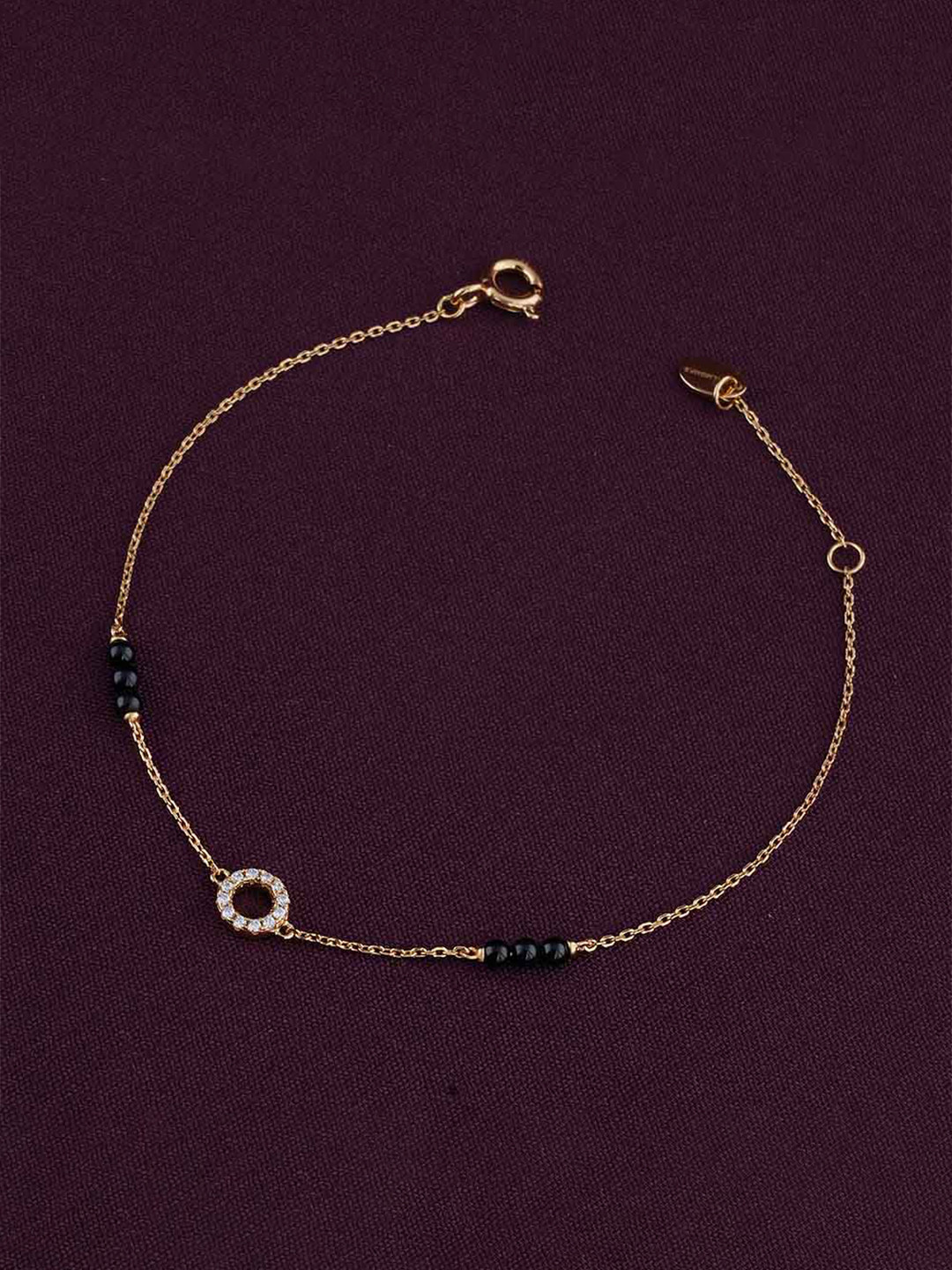 

PALMONAS 18K Gold-Plated Cubic Zirconia Stone Studded Saraswathi Mangalsutra Bracelet