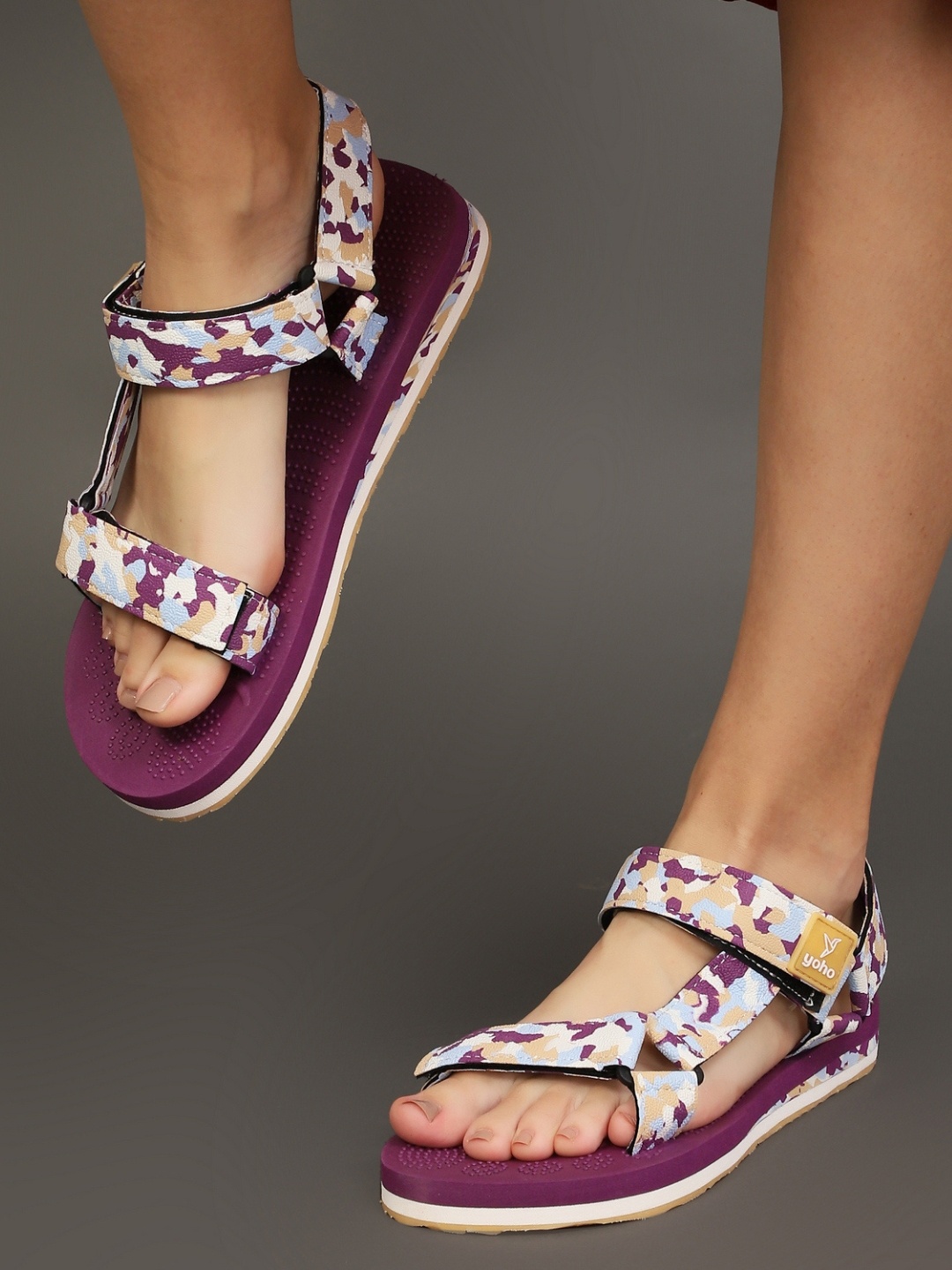

yoho Women Marble Cushioned Lightweight Adjustable Sandal, Violet
