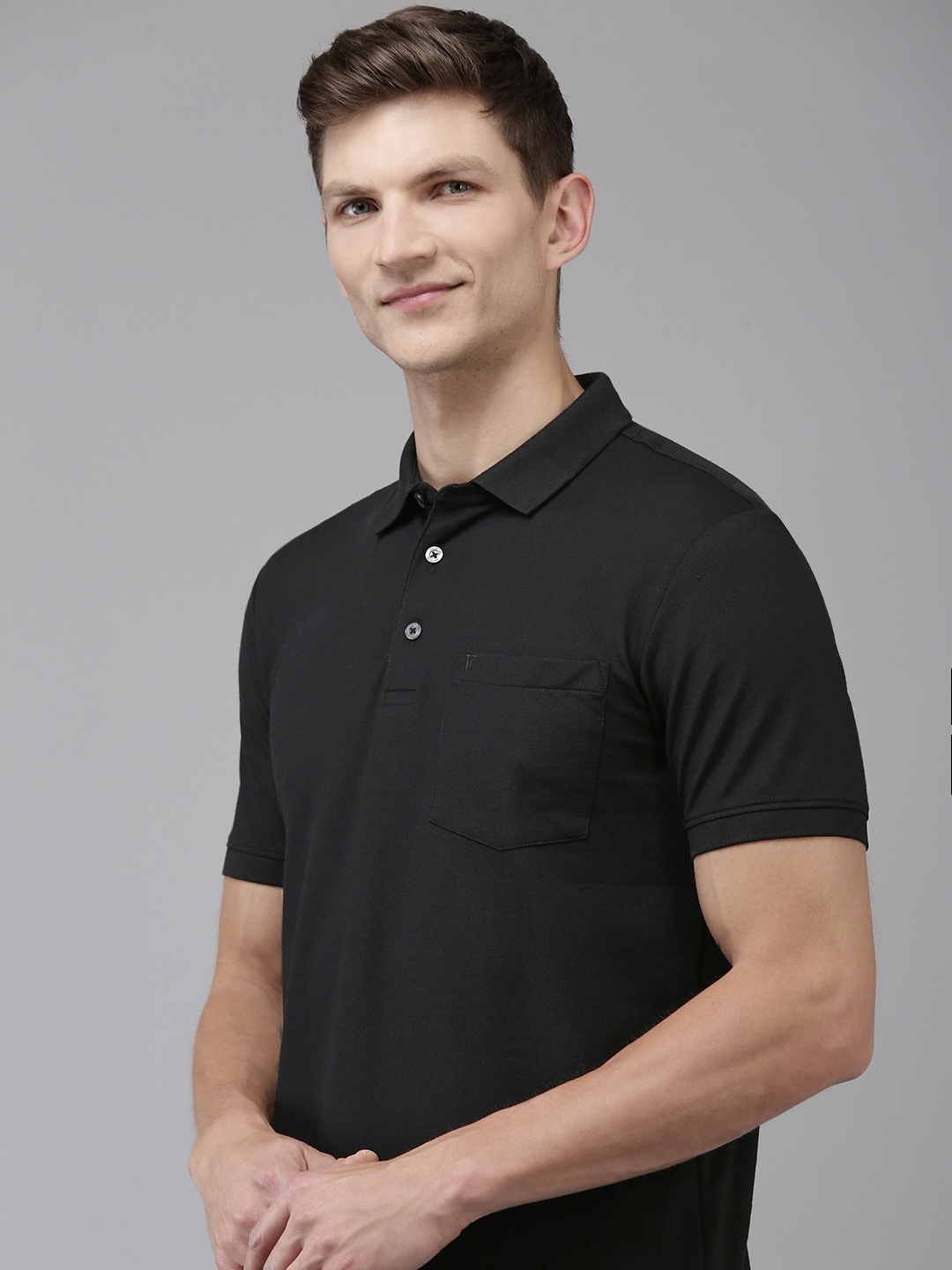 

Van Heusen Polo Collar Pockets T-shirt, Black
