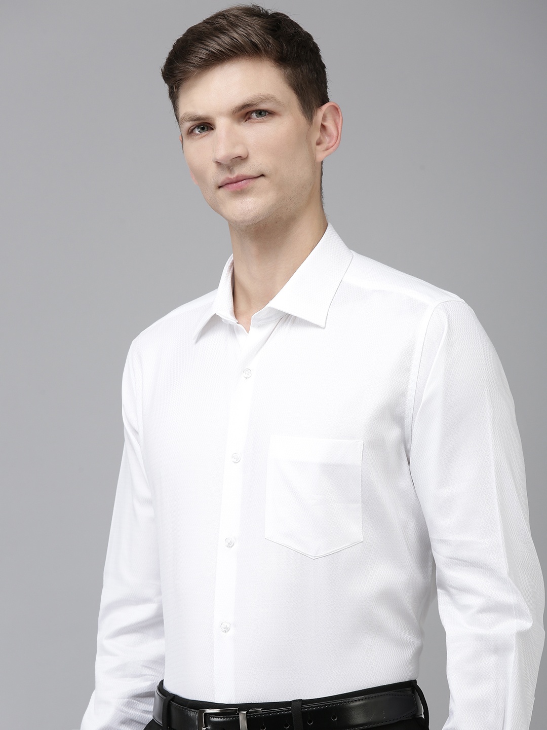 

Van Heusen Custom Geometric Self Design Pure Cotton Formal Shirt, White