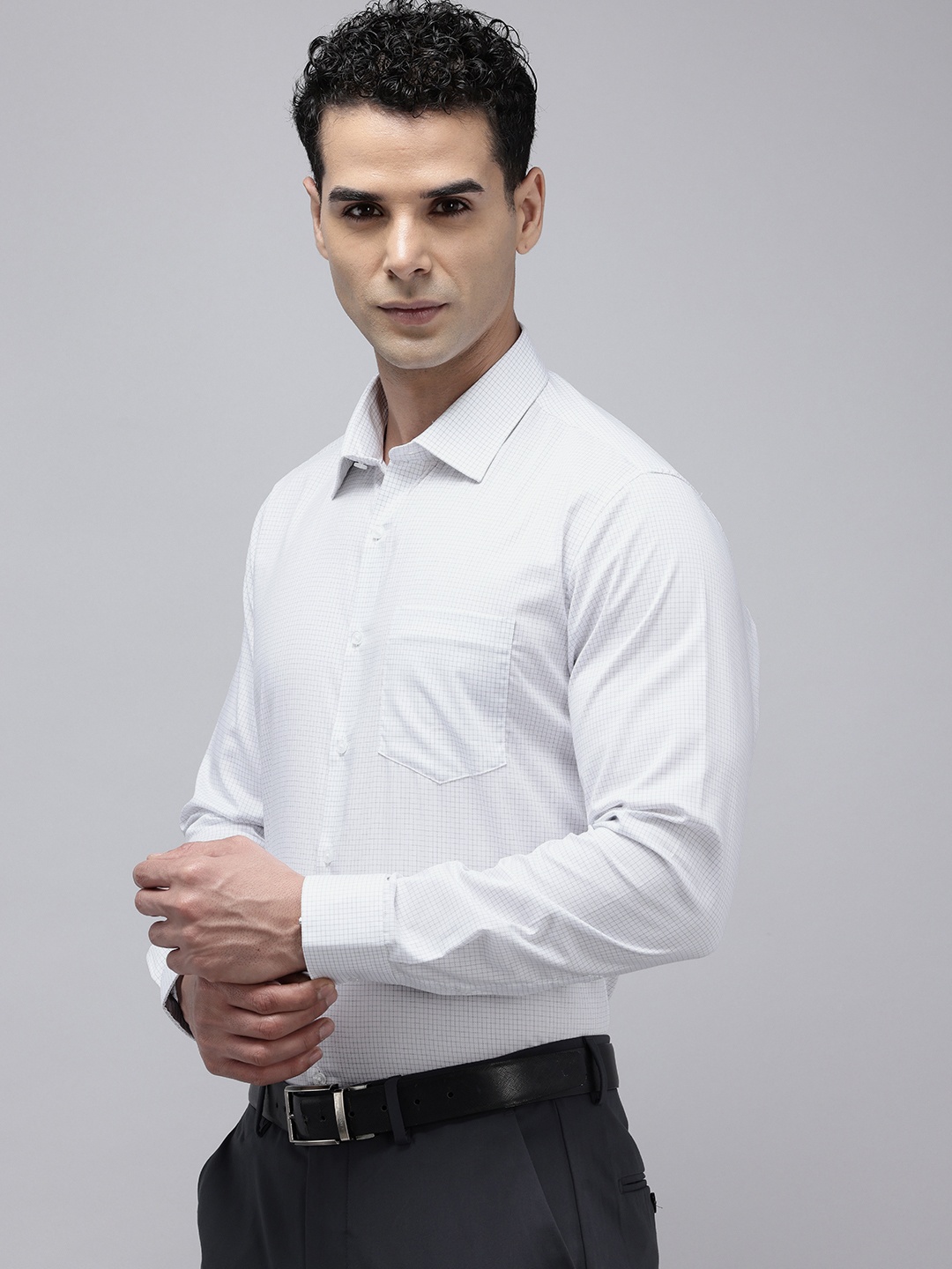 

Van Heusen Pure Cotton Slim Fit Micro Checked Formal Shirt, White