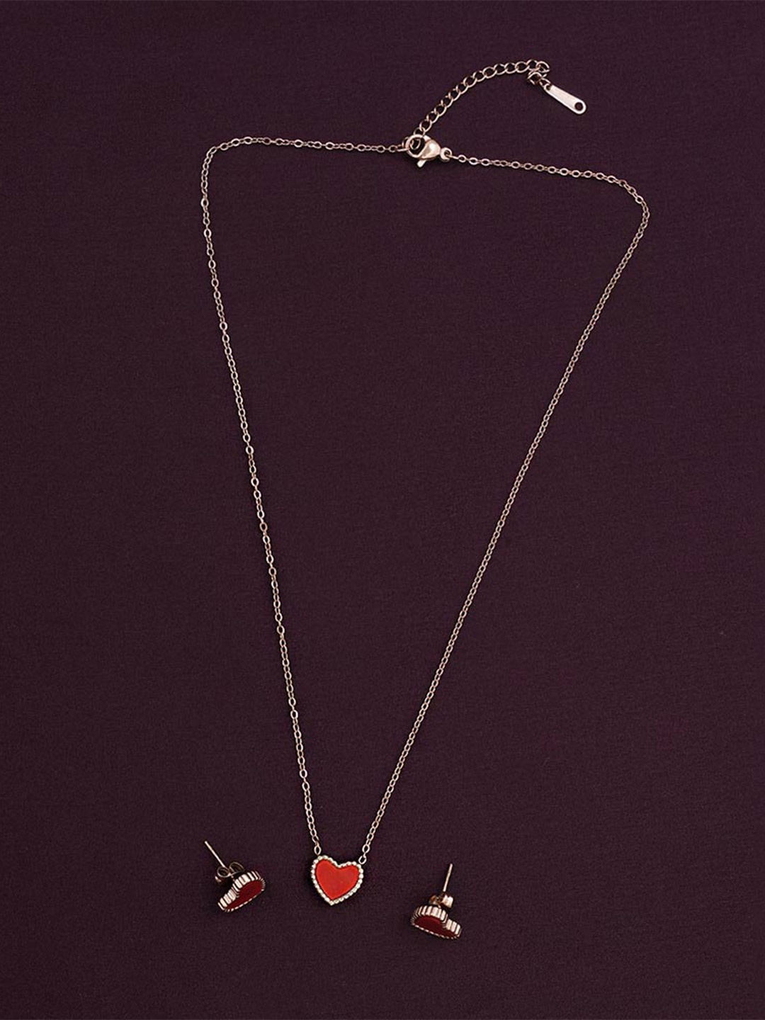

PALMONAS Gold-Plated Heart Shaped Affecttion Pendant Set