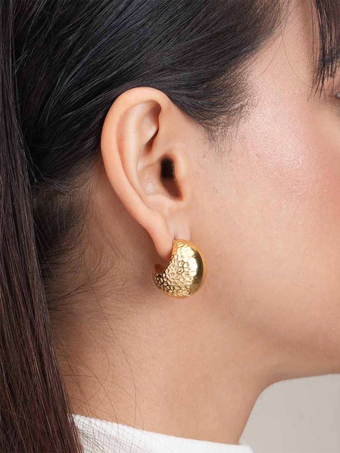 

PALMONAS Hammered Gold-Plated Stainless Steel Circular Hoop Earrings