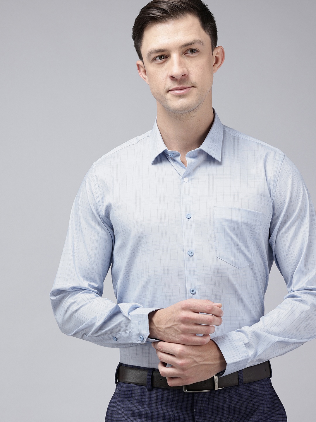 

Van Heusen Slim Fit Checked Formal Shirt, Blue
