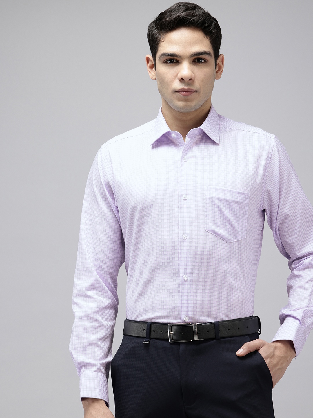 

Van Heusen Pure Cotton Custom Fit Checked Formal Shirt, Lavender