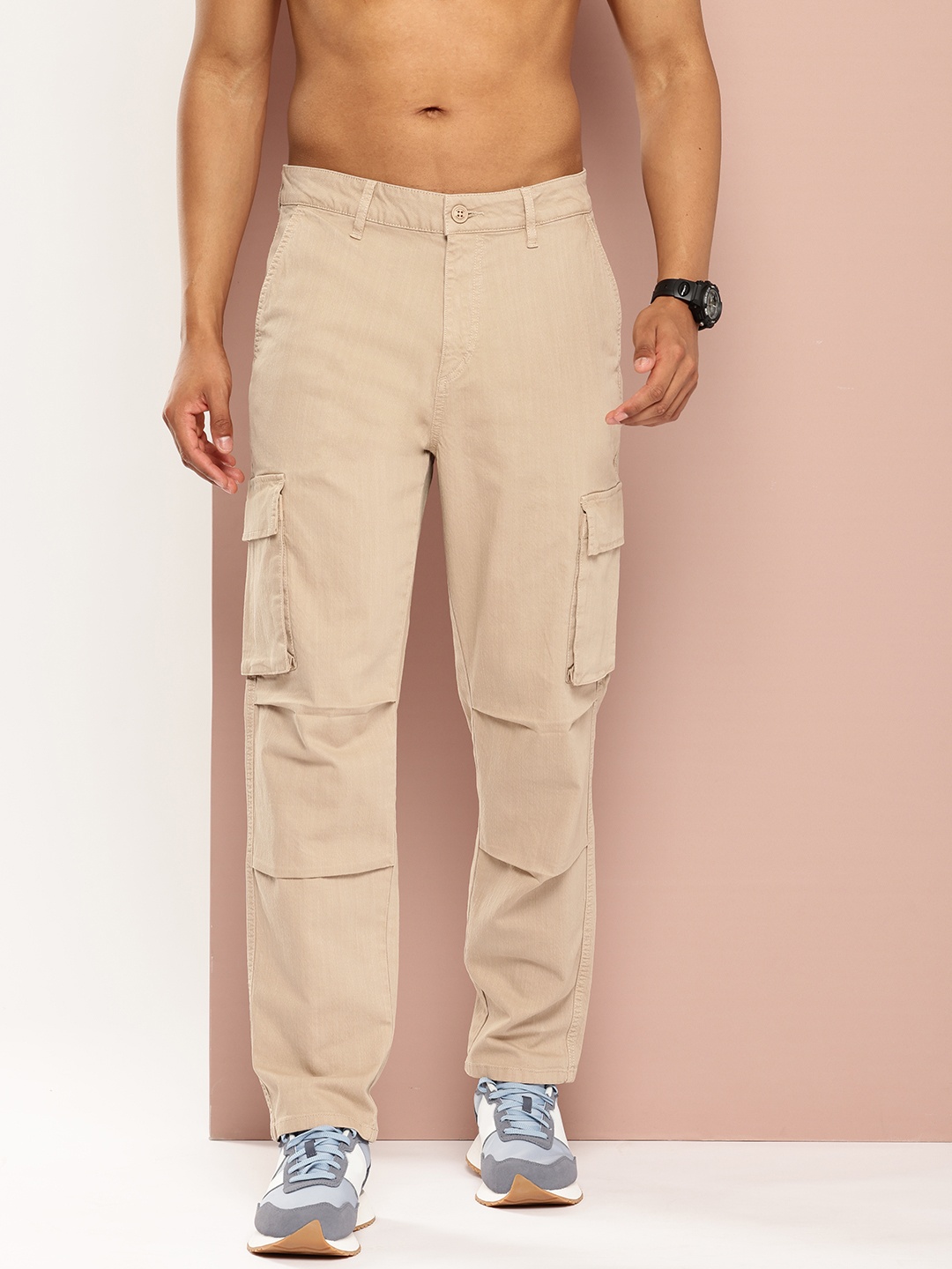 

Harvard Men Comfort Slim Fit Cargos, Beige