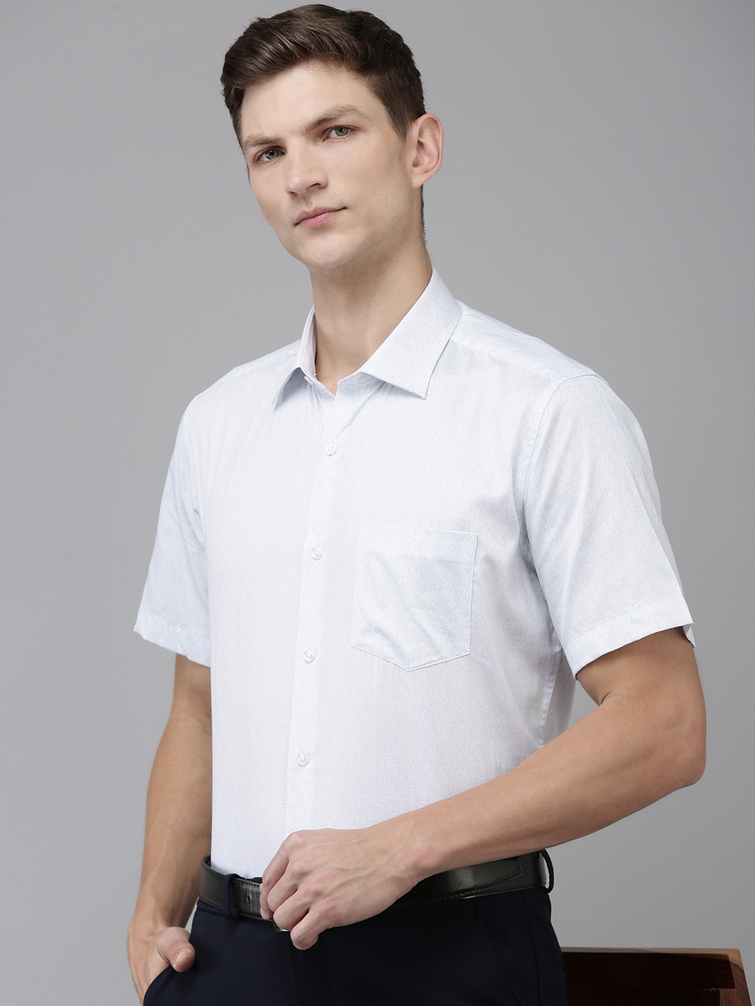 

Van Heusen Pure Cotton Custom Floral Printed Formal Shirt, White