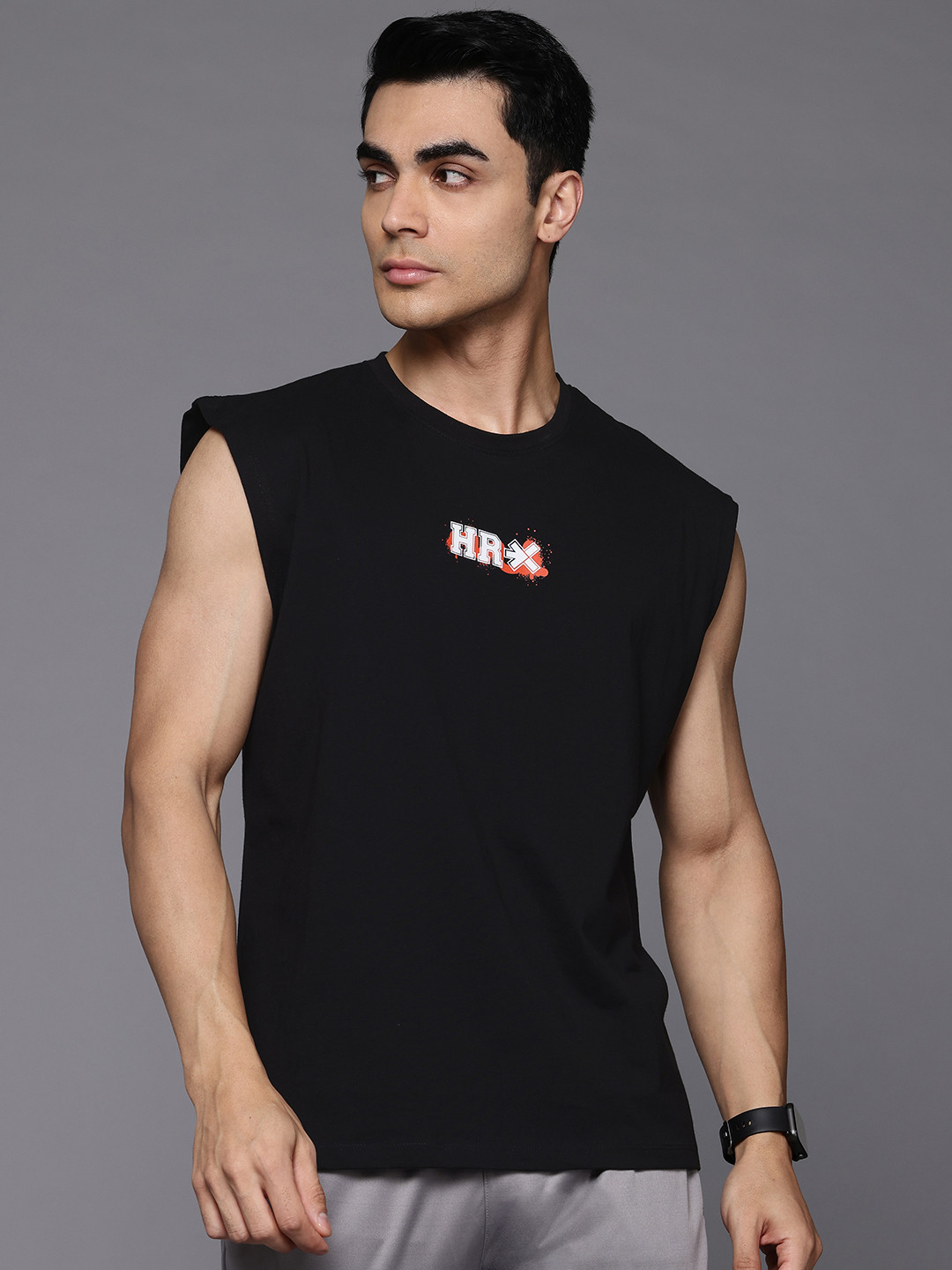 

HRX by Hrithik Roshan Men Brand Logo Printed T-shirt, Black