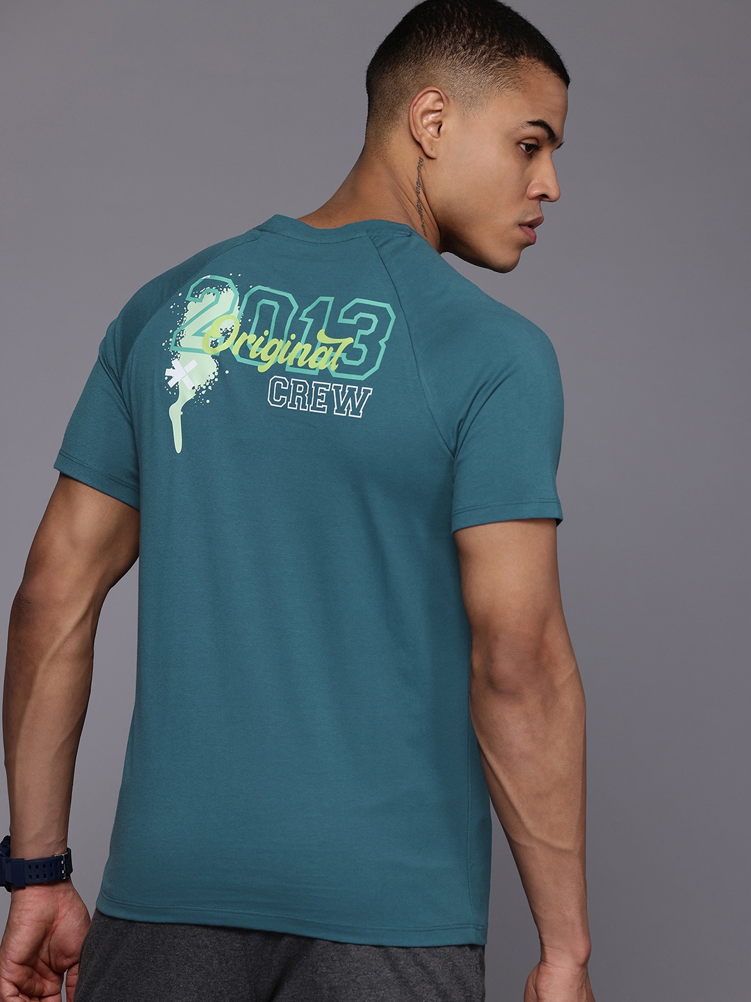 

HRX by Hrithik Roshan Men Typography Printed Sports T-shirt, Teal