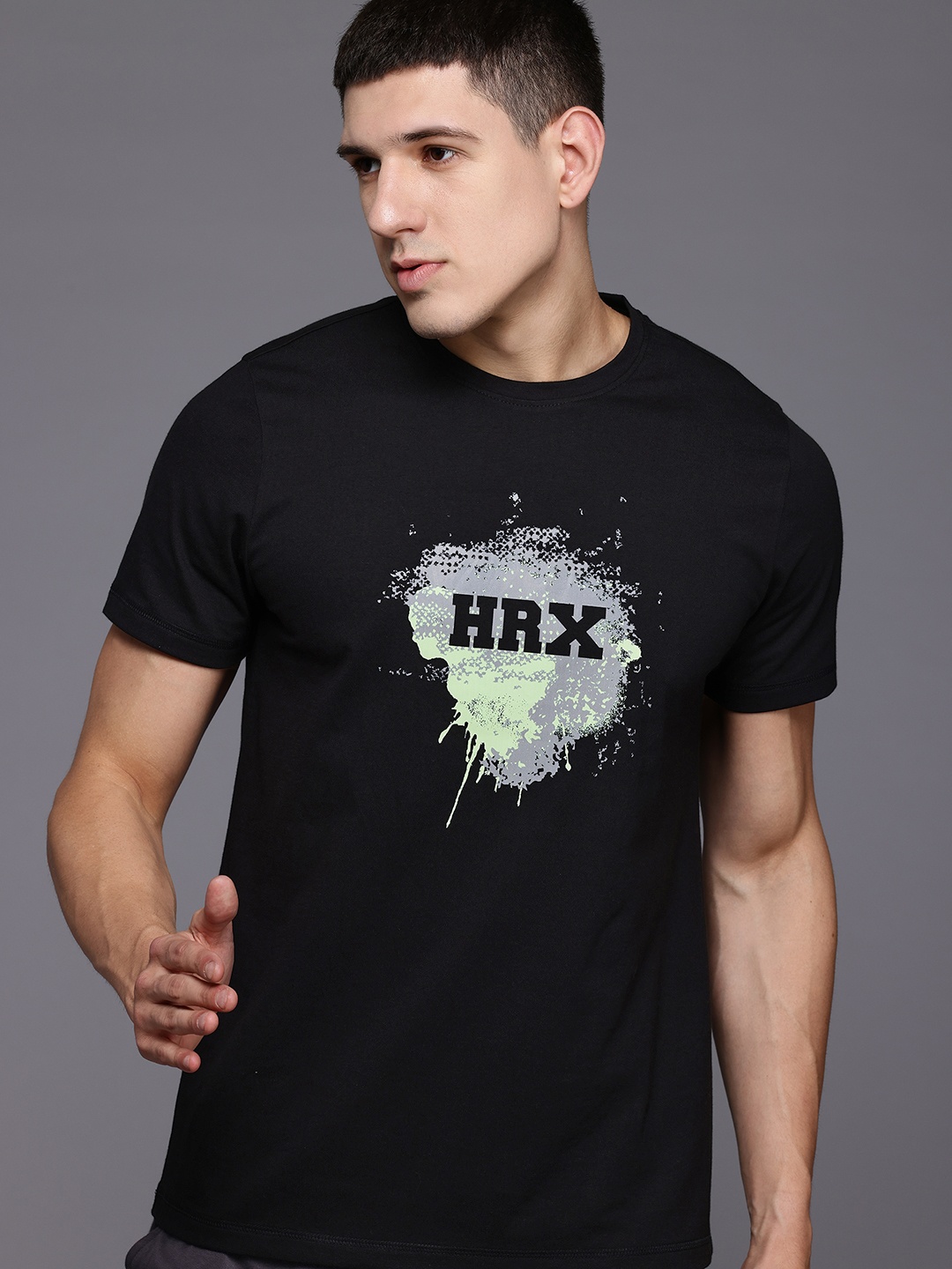 

HRX by Hrithik Roshan Men Lifestyle Brand Logo Printed T-shirt, Black