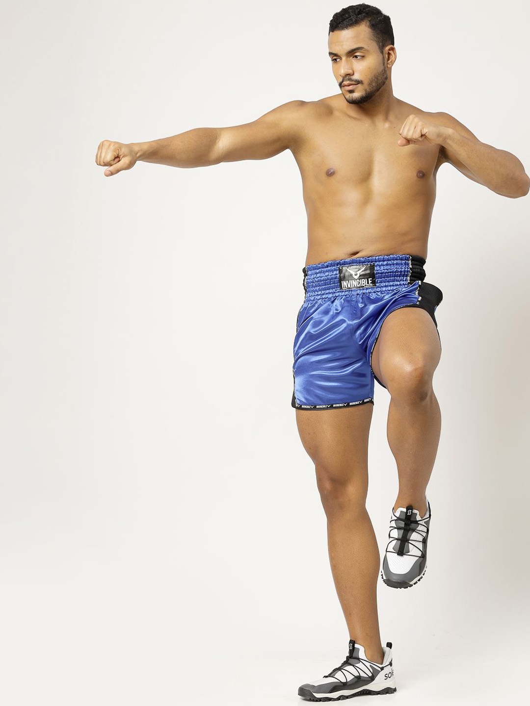 Invincible Men Muay Thai Boxing Shorts, Blue