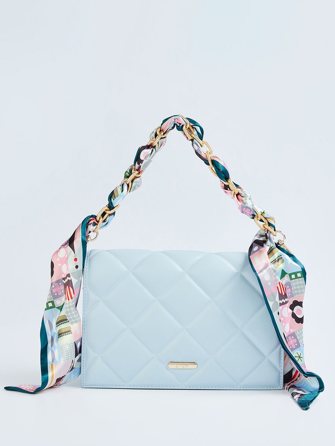 

Ginger by Lifestyle Textured Structured Satchel with Quilted, Blue