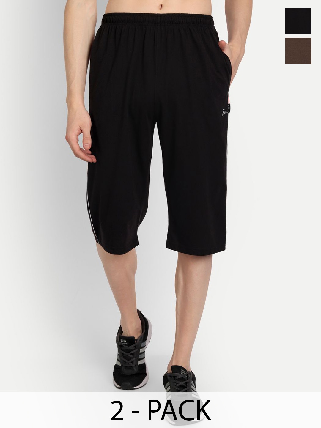 

ZEFFIT Pack Of 2 Men Running Sports Shorts, Black