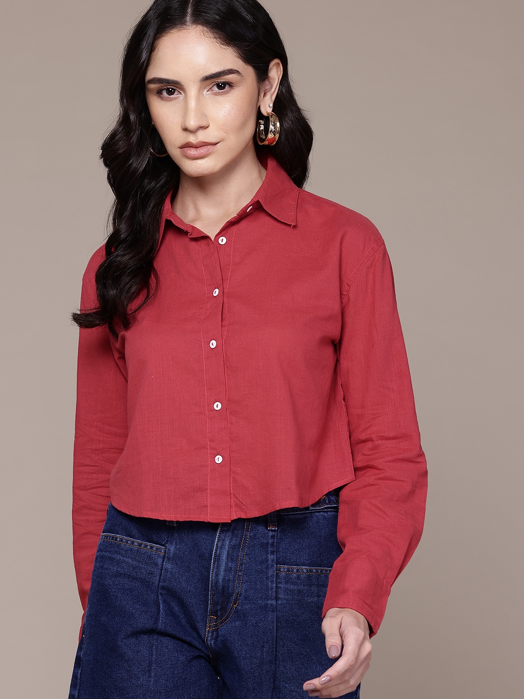 

Roadster Pure Cotton Casual Shirt, Red