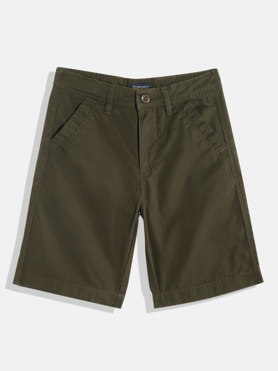 

Allen Solly Junior Boys High-Rise Pure Cotton Shorts, Olive