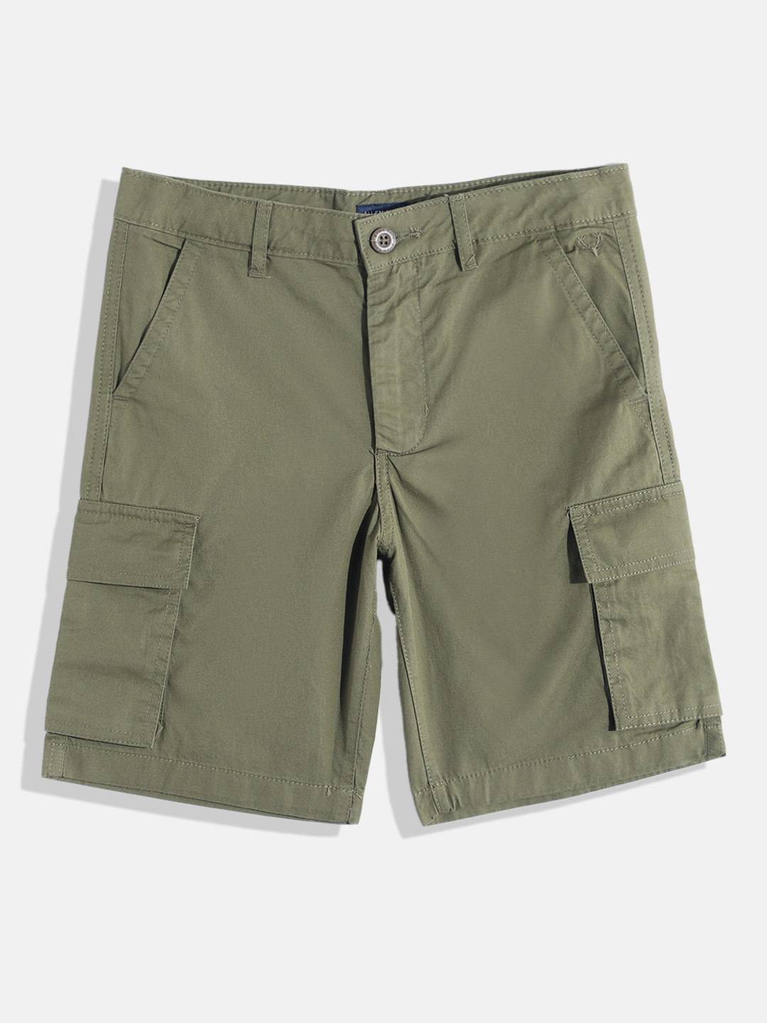 

Allen Solly Junior Boys High-Rise Pure Cotton Cargo Shorts, Olive