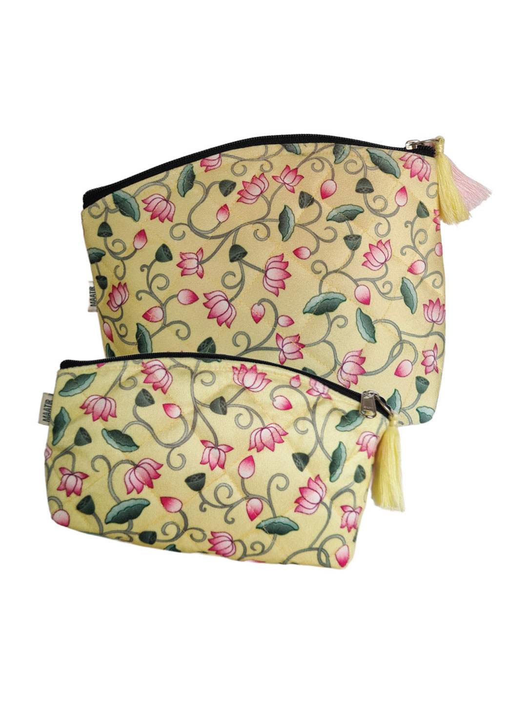 

MAATIR DESIGNS Inida Yellow & Pink 2 Pieces Printed Multi Purpose Pouches