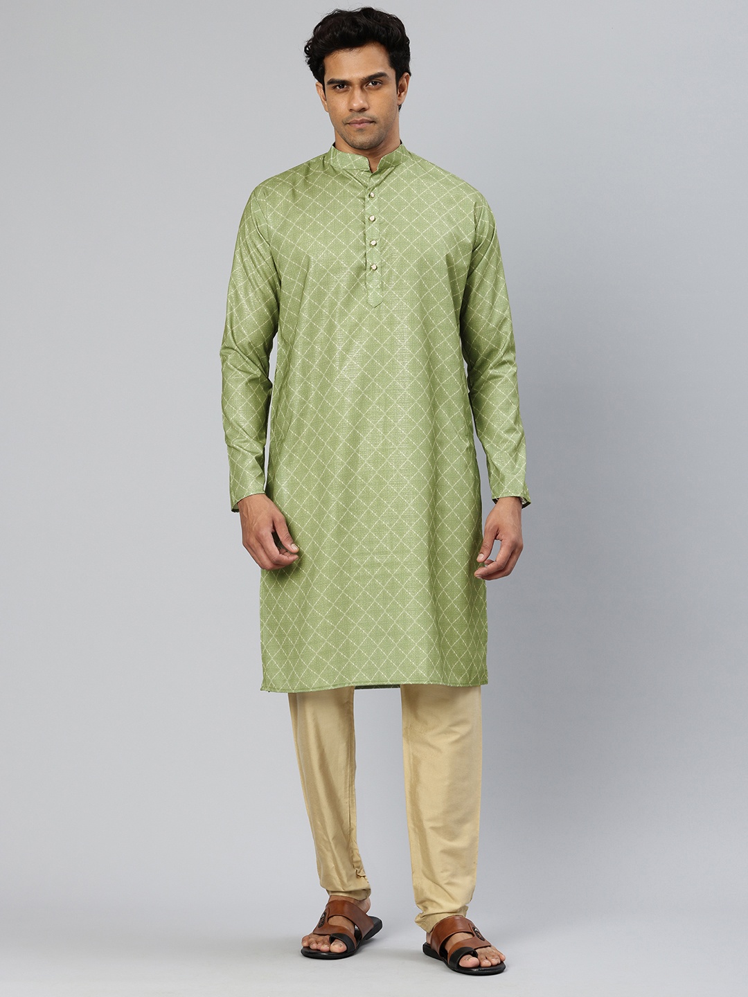 

Majestic Man Men Ethnic Motifs Printed Kurta, Green