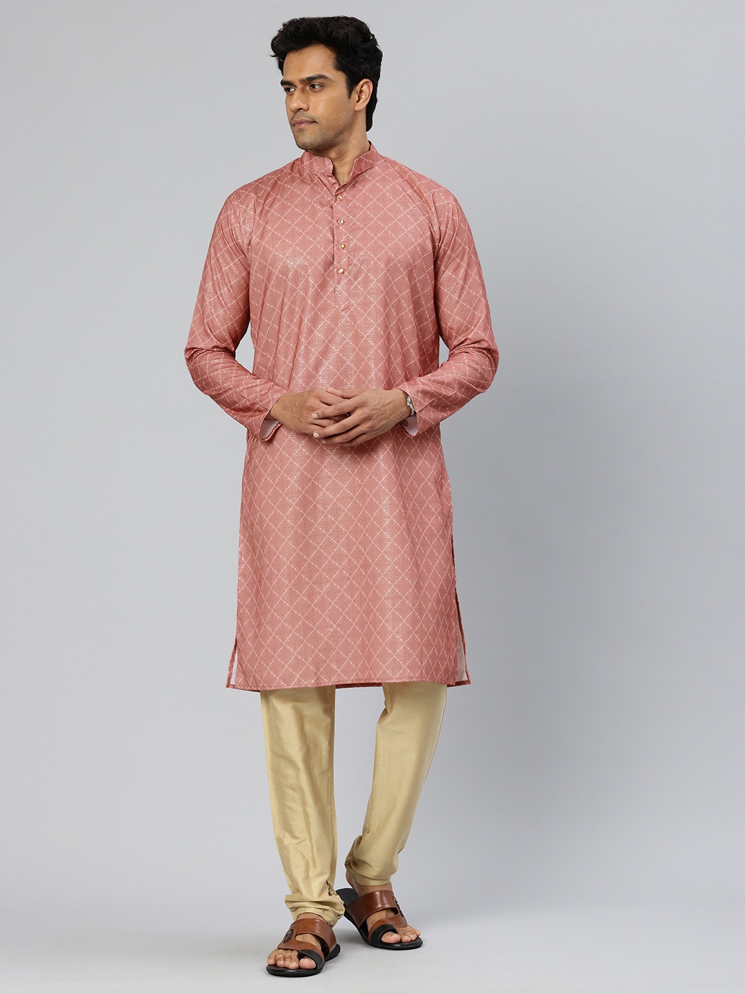 

Majestic Man Men Ethnic Motifs Printed Kurta, Peach