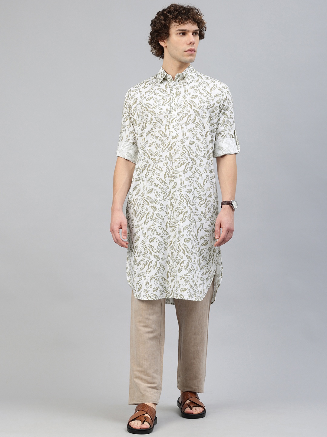 

Majestic Man Men Quirky Printed Pure Cotton Kurta, White