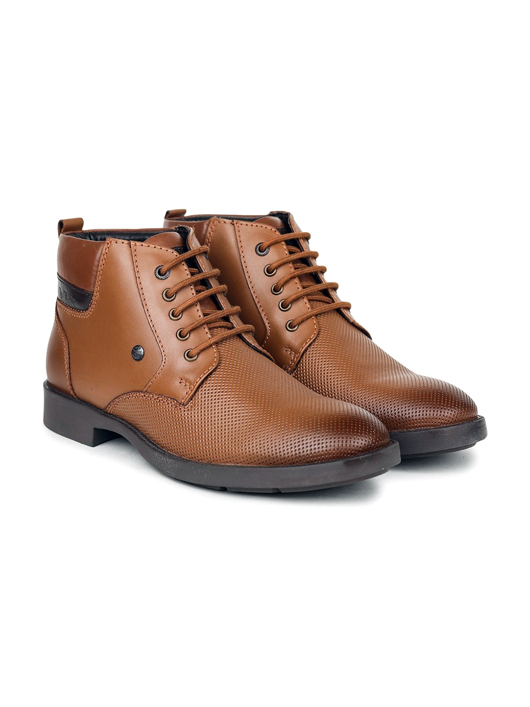 

Lee Cooper Men Textured Leather Boots, Tan