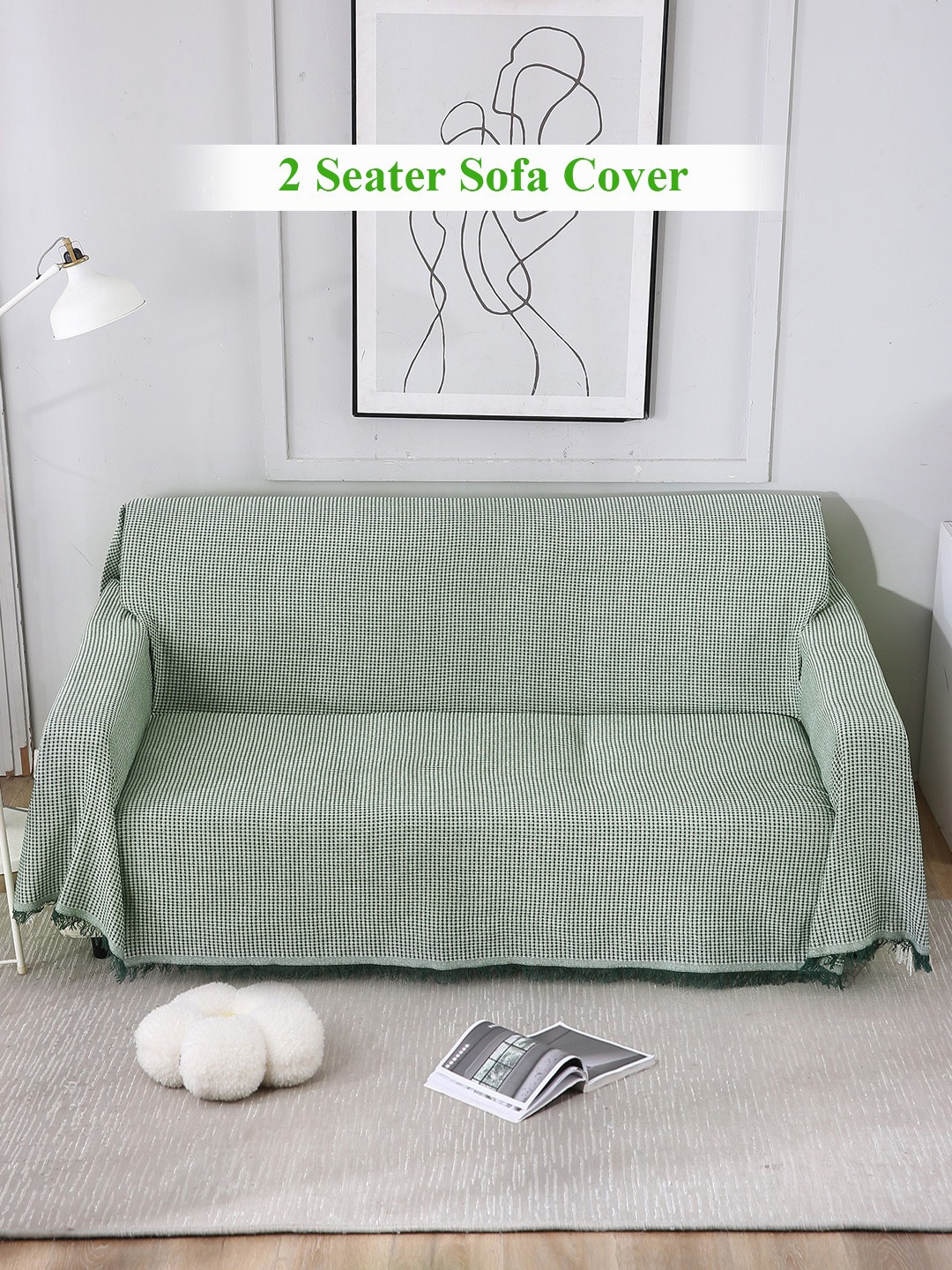 

HOKIPO Green Striped 2 Seater Throw Blanket