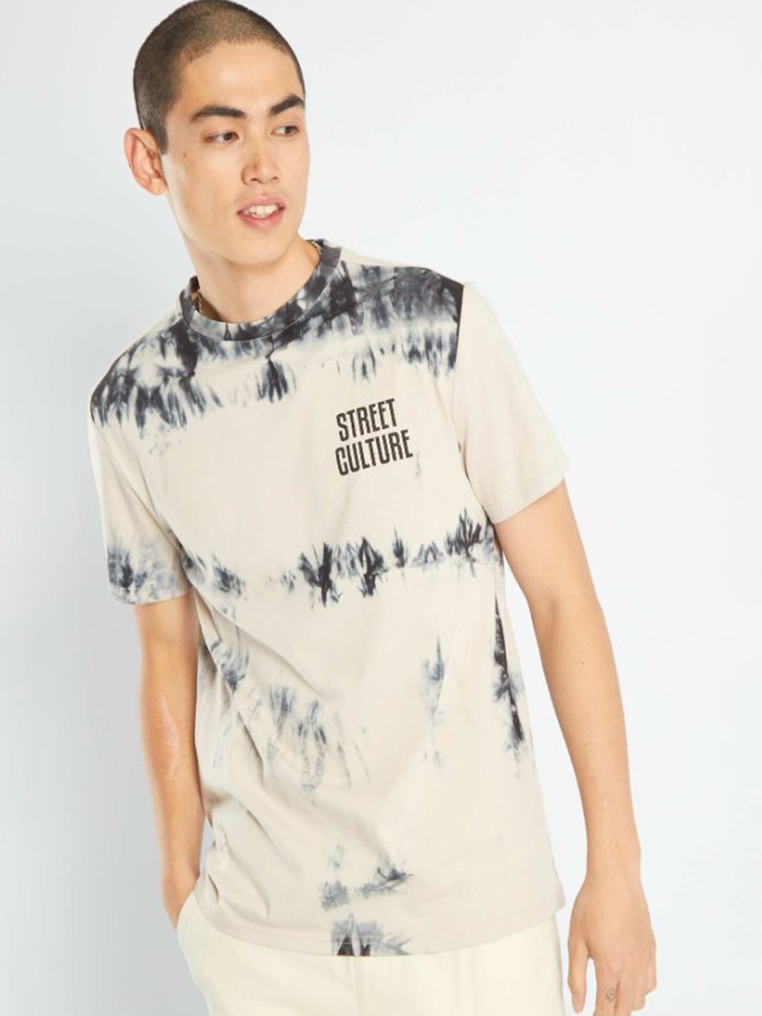 

KIABI Men Dyed Pure Cotton T-shirt, Beige