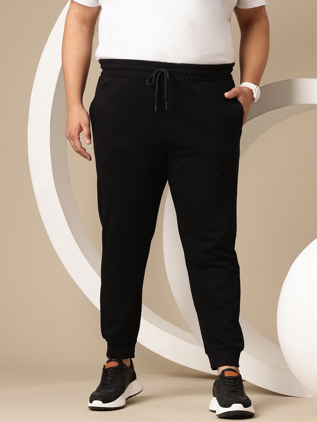 Sztori Men Plus Size Terry Joggers, Black