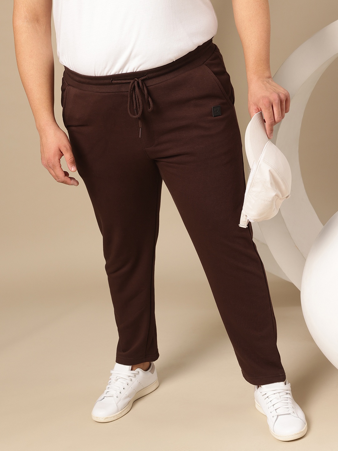 

Sztori Men Plus Size Cropped Track Pants, Brown