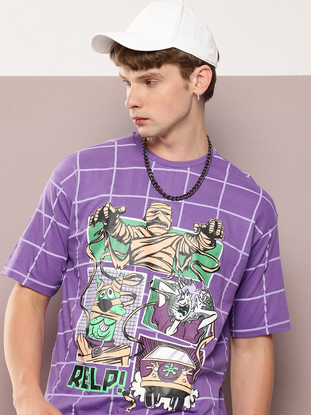 

Kook N Keech Toons Scooby-Doo Printed Drop-Shoulder Sleeves Oversized Pure Cotton T-shirt, Purple