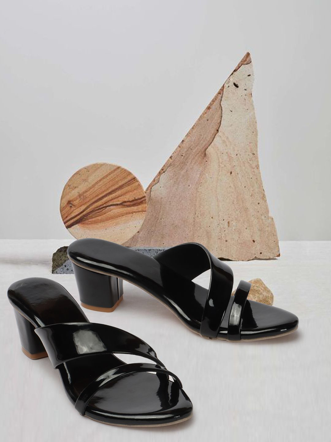 

OPHELIA Women Open Toe Block Heel Sandals, Black