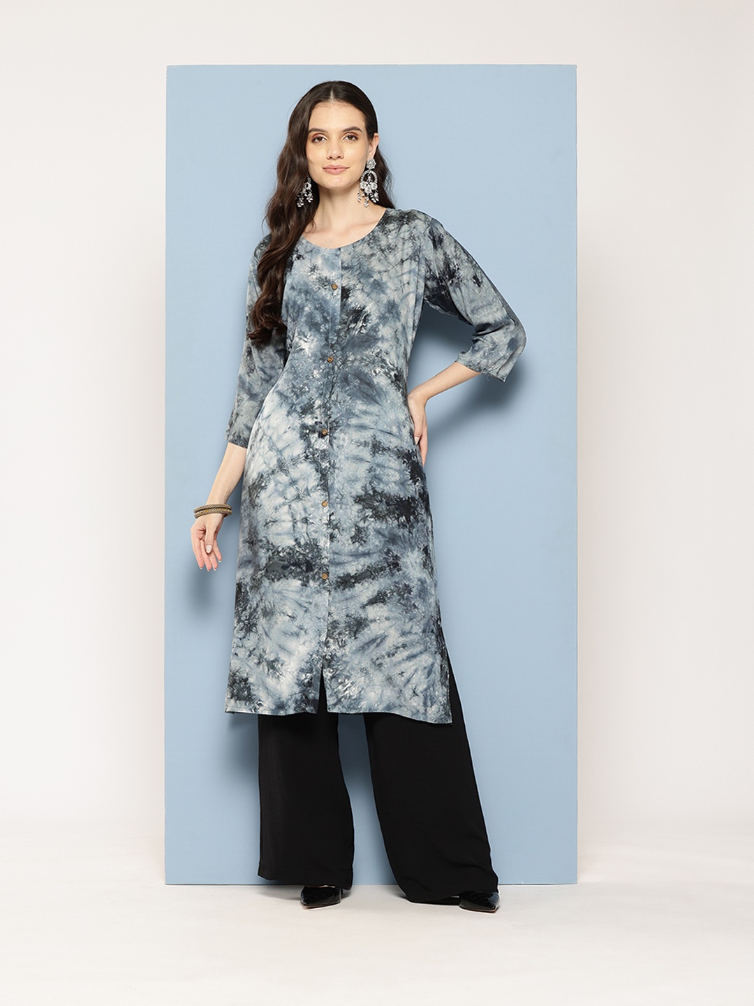 

Aarika Abstract Printed Kurta, Grey melange