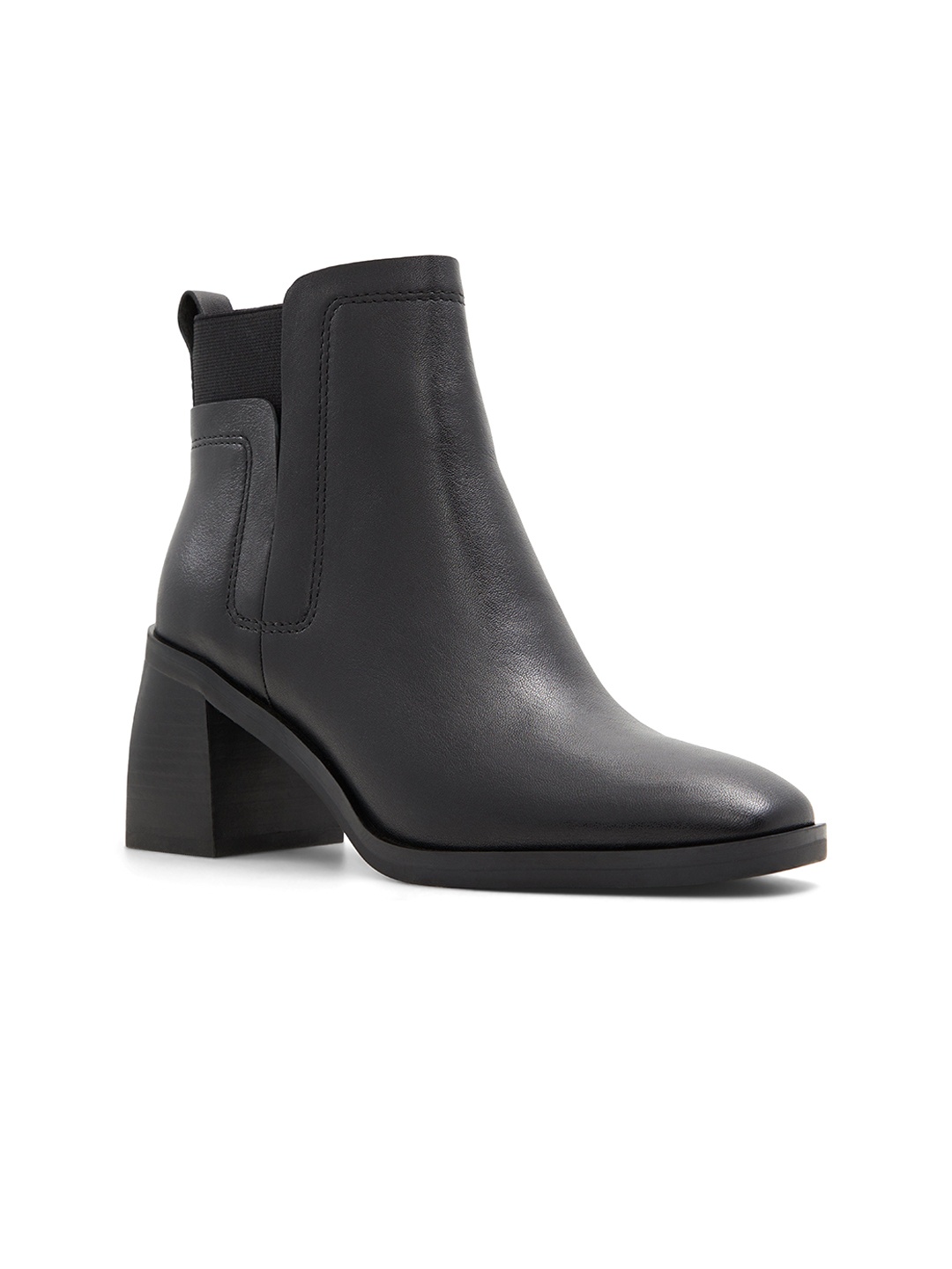 

ALDO UNELIVETH Women Leather Block-Heeled Chelsea Boots, Black