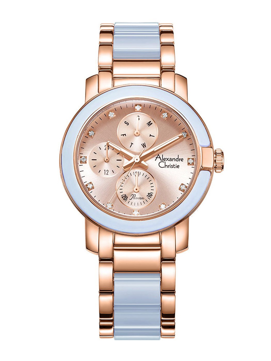 

Alexandre Christie Women Embellished Dial & Stainless Steel Bracelet Style Straps Analogue Watch, Rose gold