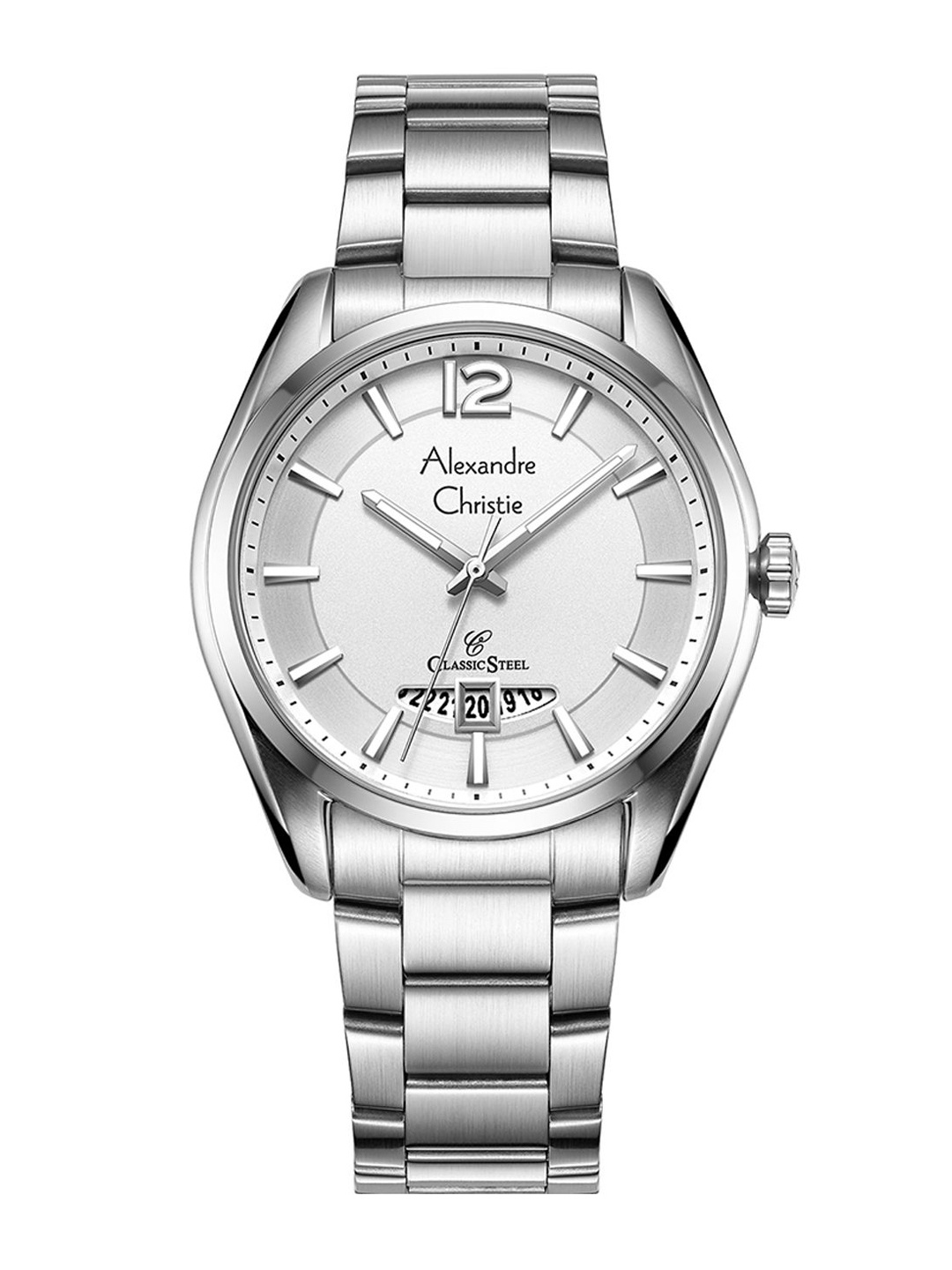 

Alexandre Christie Men Dial & Stainless Steel Bracelet Style Straps Analogue Watch 8679MDBSSSL, Silver