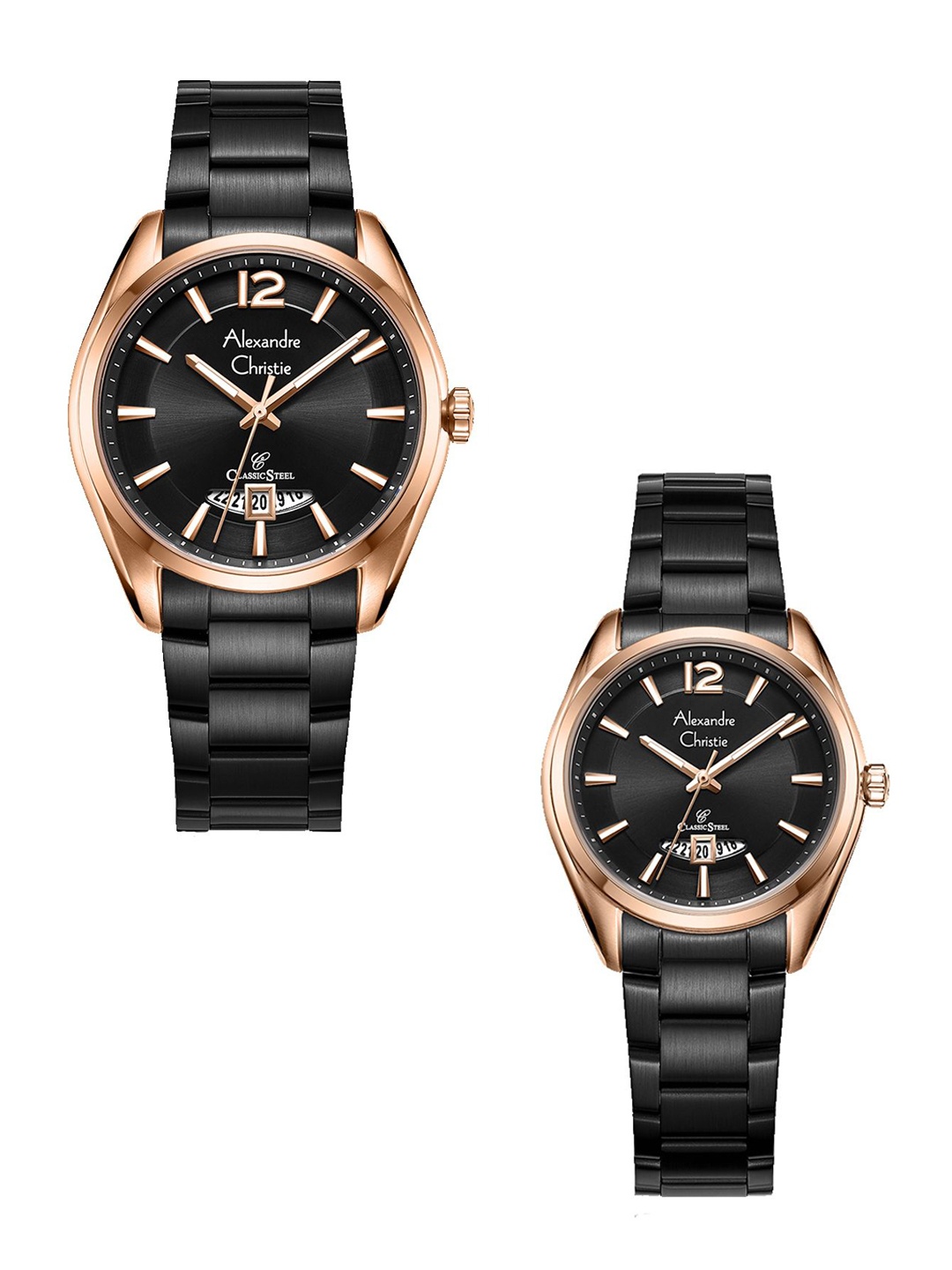 

Alexandre Christie Men Embellished Dial & Stainless Steel Bracelet Style Straps Analogue Watch 8679MDLDBRBA, Black