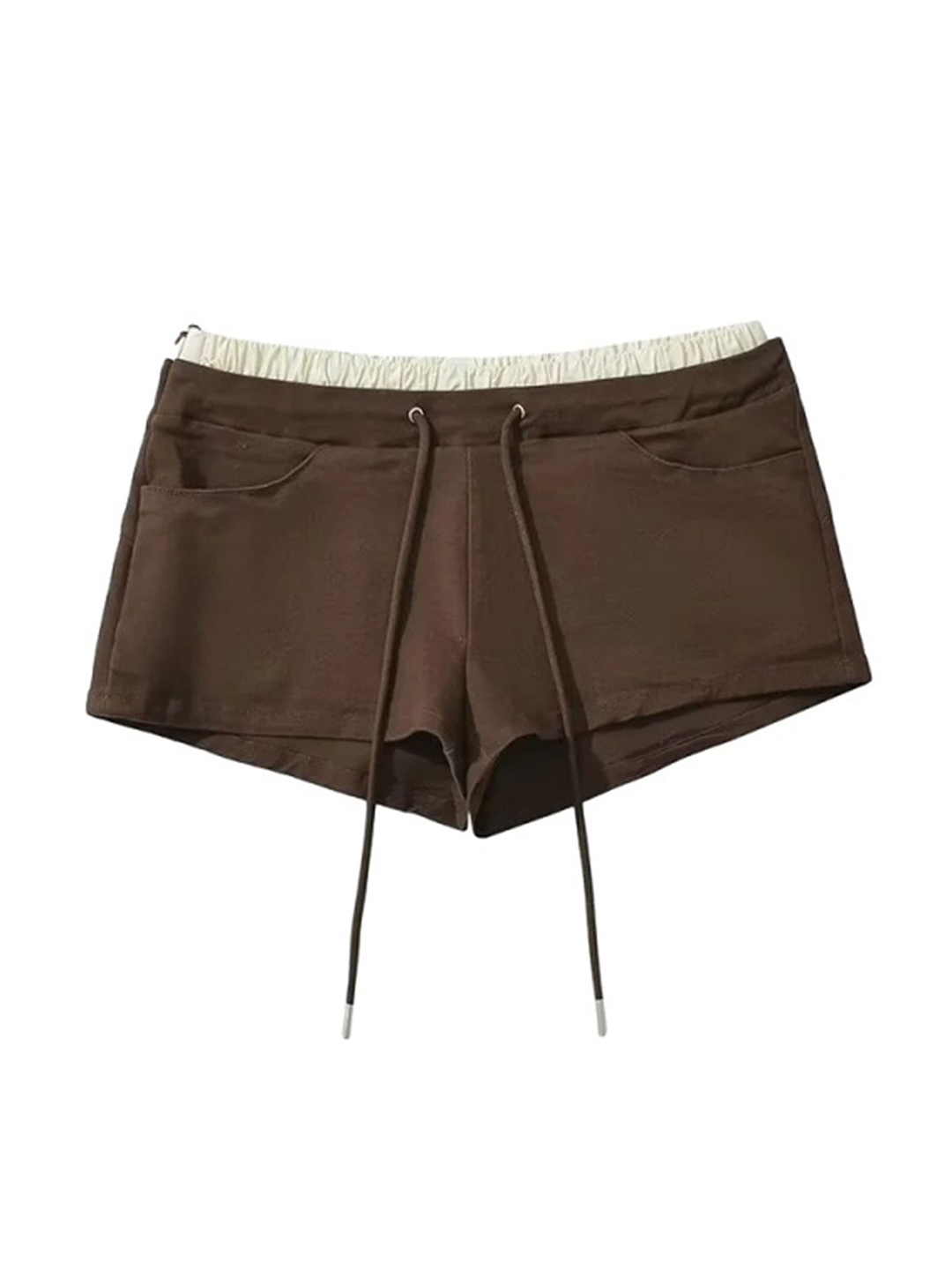 

LULU & SKY Women Slim Fit Low-Rise Hot Pants, Brown