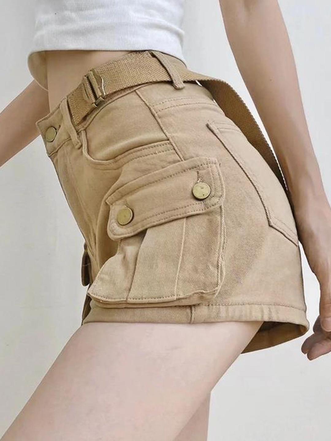 

LULU & SKY Women Regular Fit Cargo Shorts, Khaki